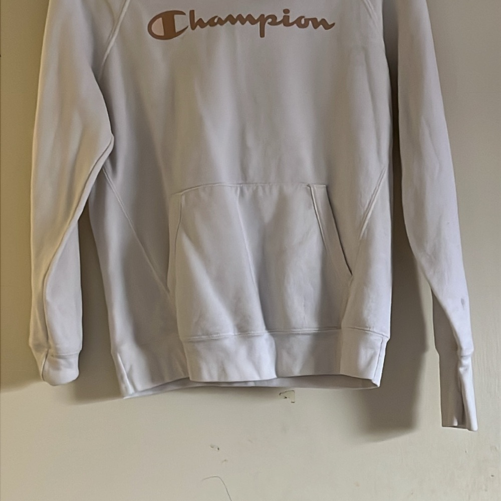 Champion White Sweatshirt with Brown Logo